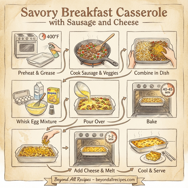 Savory Breakfast Casserole with Sausage and Cheese instructions