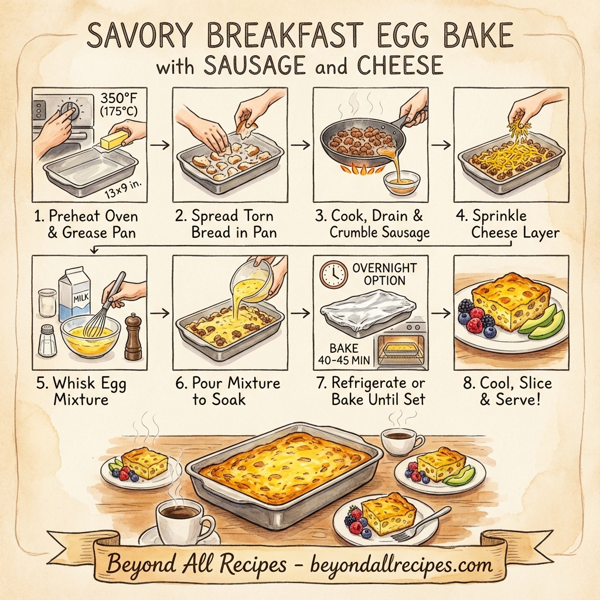 Savory Breakfast Egg Bake with Sausage and Cheese instructions