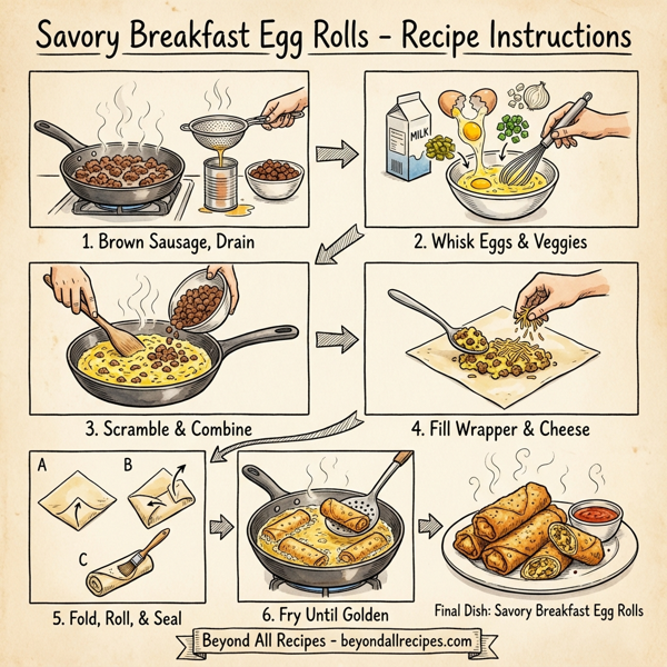 Savory Breakfast Egg Rolls instructions