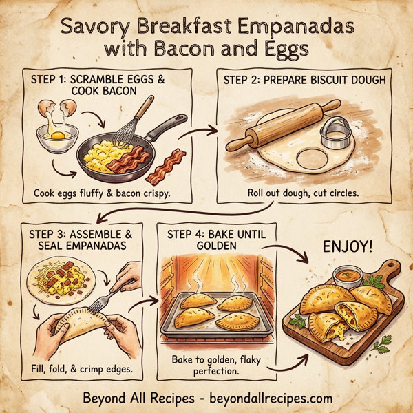 Savory Breakfast Empanadas with Bacon and Eggs instructions