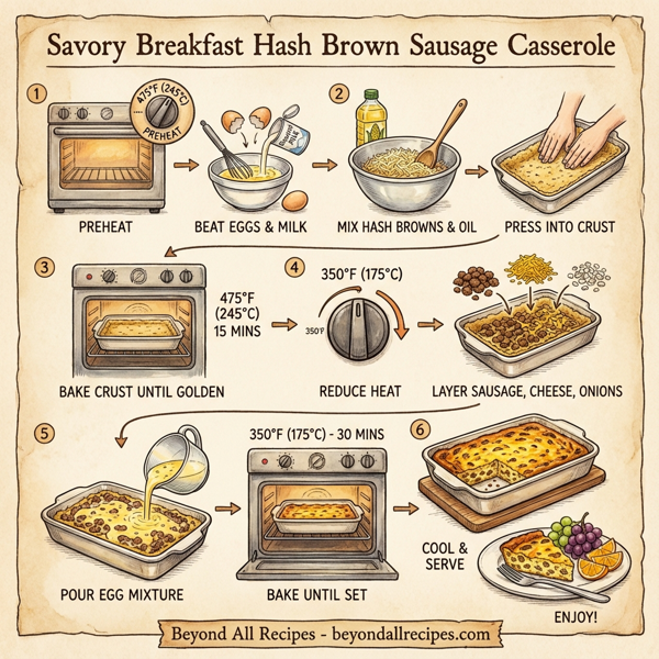 Savory Breakfast Hash Brown Sausage Casserole instructions
