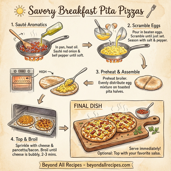 Savory Breakfast Pita Pizzas instructions