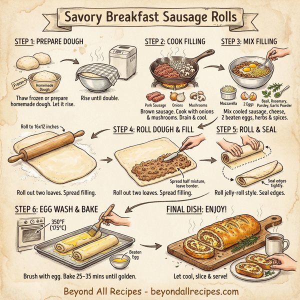 Savory Breakfast Sausage Rolls instructions
