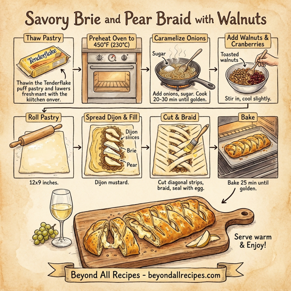 Savory Brie and Pear Braid with Walnuts instructions