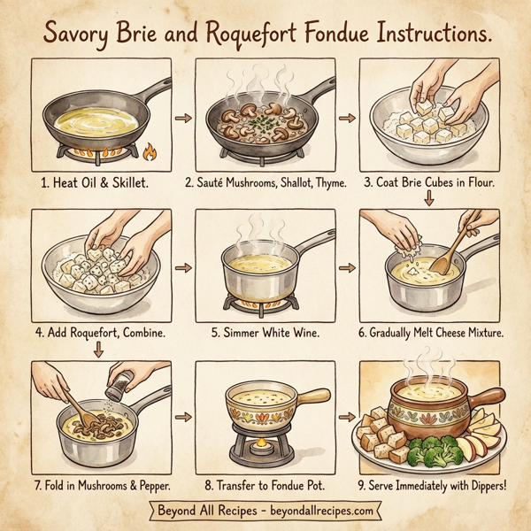 Savory Brie and Roquefort Fondue instructions