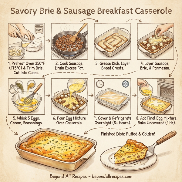 Savory Brie and Sausage Breakfast Casserole instructions