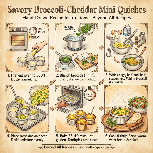 Savory Broccoli-Cheddar Mini Quiches instructions