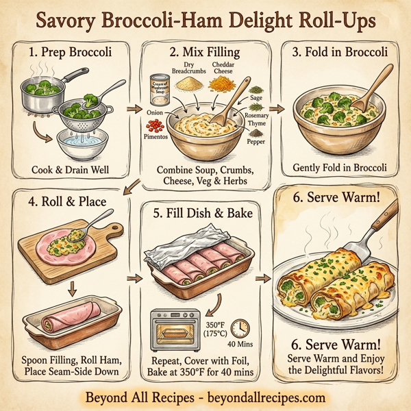 Savory Broccoli-Ham Delight Roll-Ups instructions