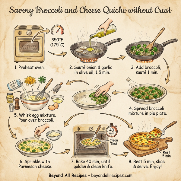 Savory Broccoli and Cheese Quiche without Crust instructions