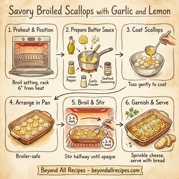 Savory Broiled Scallops with Garlic and Lemon instructions