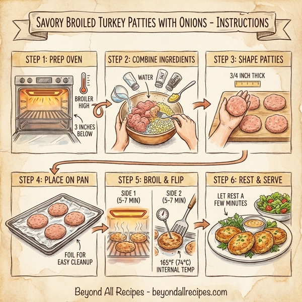 Savory Broiled Turkey Patties with Onions instructions