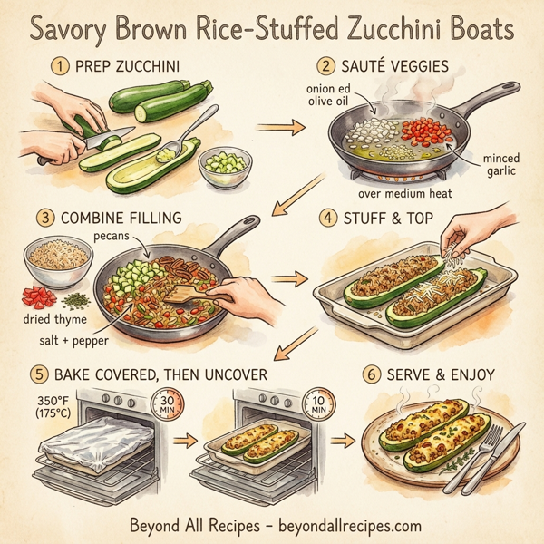 Savory Brown Rice-Stuffed Zucchini Boats instructions