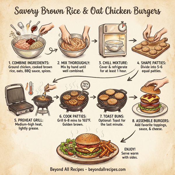 Savory Brown Rice & Oat Chicken Burgers instructions