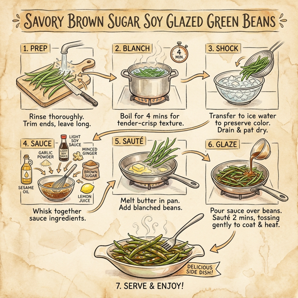 Savory Brown Sugar Soy Glazed Green Beans instructions