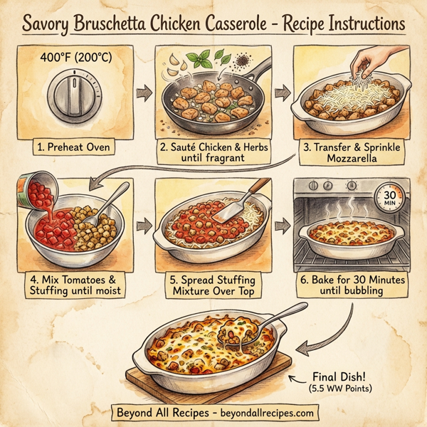 Savory Bruschetta Chicken Casserole instructions