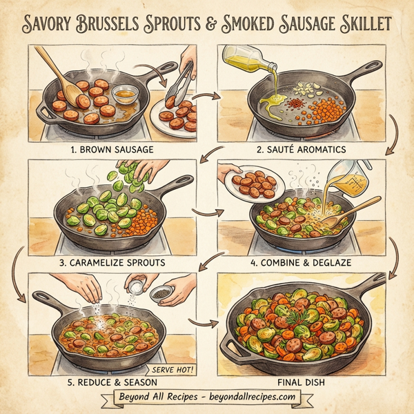 Savory Brussels Sprouts and Smoked Sausage Skillet instructions