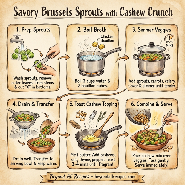 Savory Brussels Sprouts with Cashew Crunch instructions