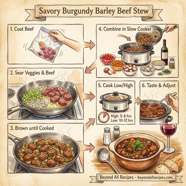 Savory Burgundy Barley Beef Stew instructions