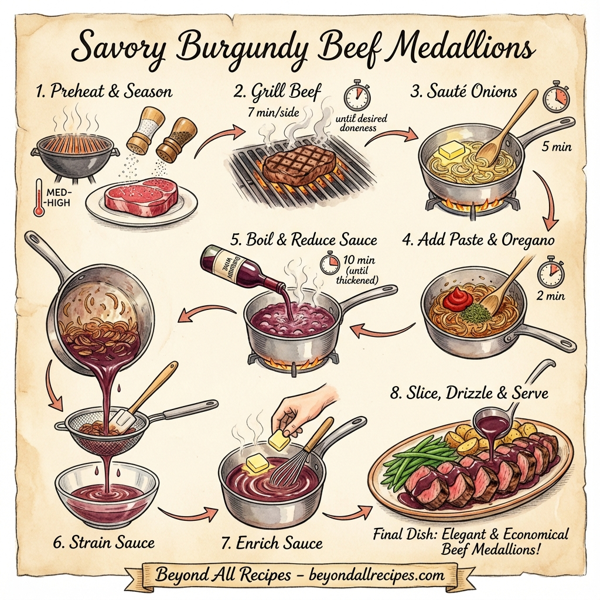 Savory Burgundy Beef Medallions instructions