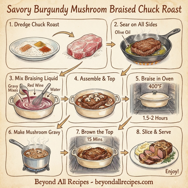 Savory Burgundy Mushroom Braised Chuck Roast instructions