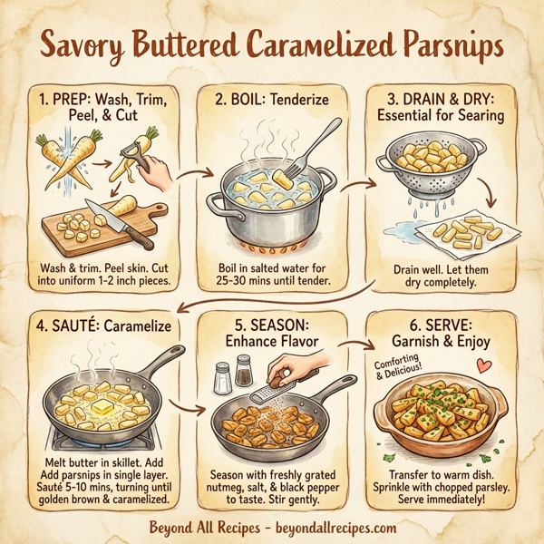 Savory Buttered Caramelized Parsnips instructions