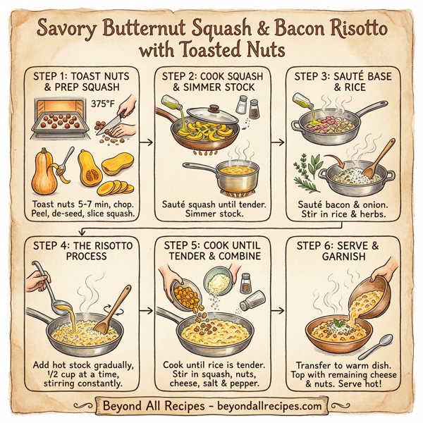 Savory Butternut Squash & Bacon Risotto with Toasted Nuts instructions