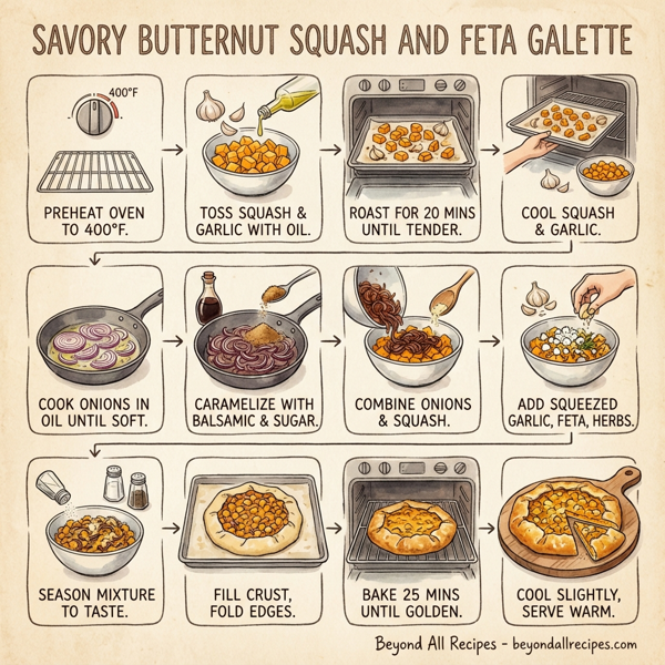 Savory Butternut Squash and Feta Galette instructions