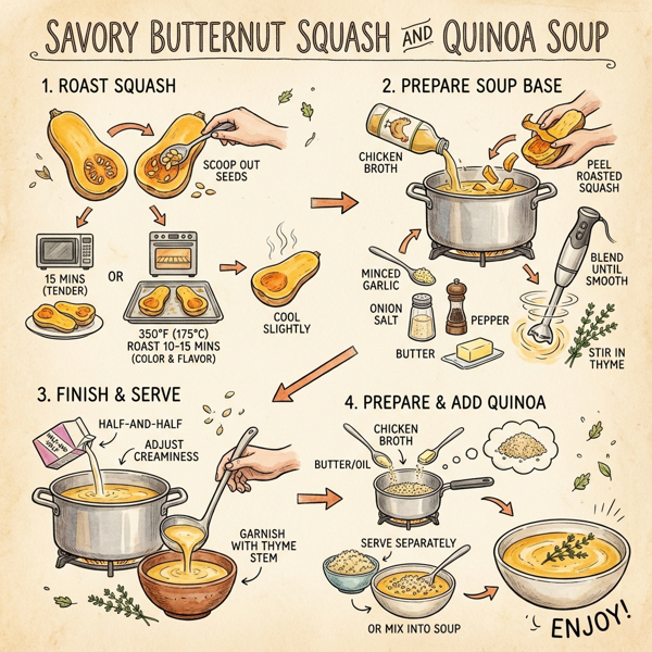 Savory Butternut Squash and Quinoa Soup instructions