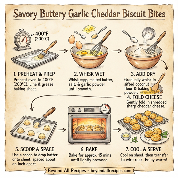 Savory Buttery Garlic Cheddar Biscuit Bites instructions