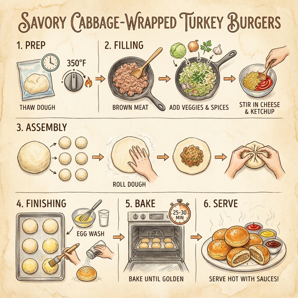 Savory Cabbage-Wrapped Turkey Burgers instructions