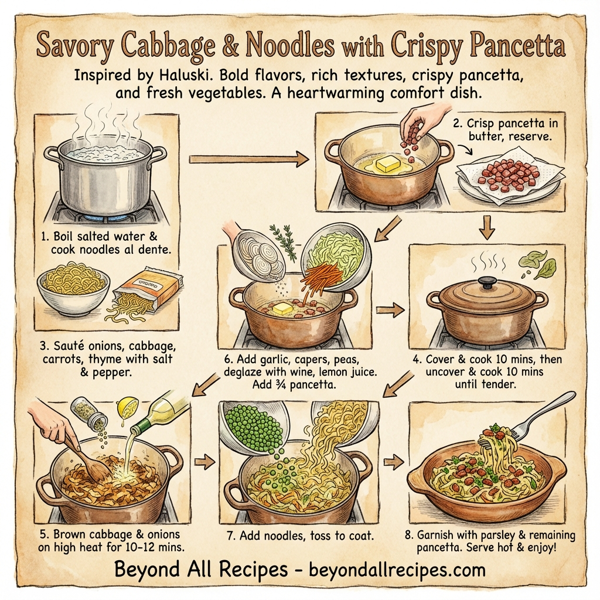 Savory Cabbage & Noodles with Crispy Pancetta instructions
