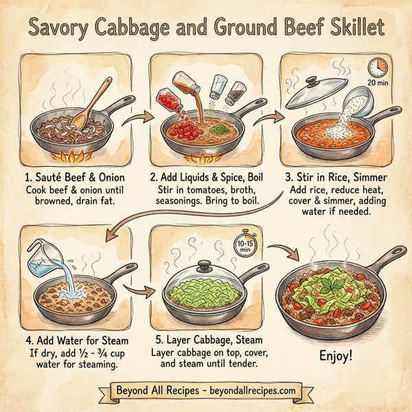 Savory Cabbage and Ground Beef Skillet instructions