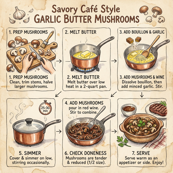 Savory Café Style Garlic Butter Mushrooms instructions
