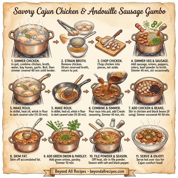 Savory Cajun Chicken and Andouille Sausage Gumbo instructions