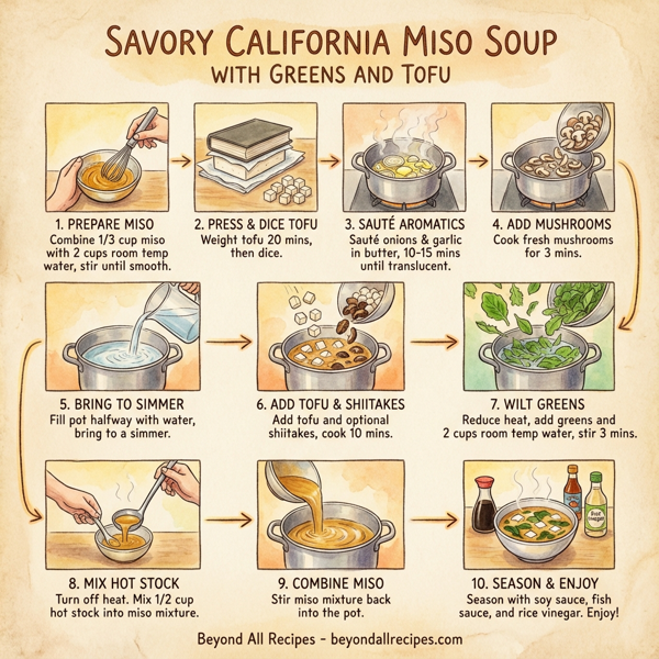 Savory California Miso Soup with Greens and Tofu instructions
