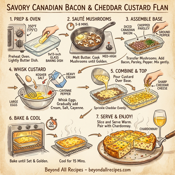Savory Canadian Bacon and Cheddar Custard Flan instructions