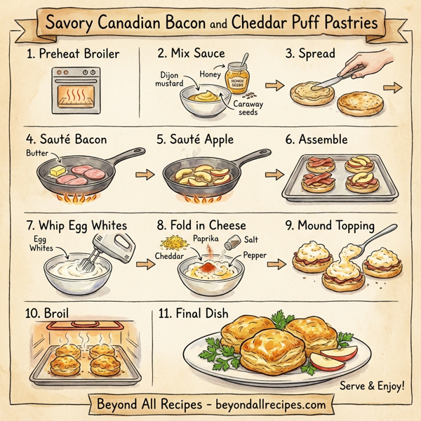 Savory Canadian Bacon and Cheddar Puff Pastries instructions
