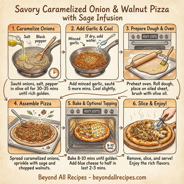 Savory Caramelized Onion & Walnut Pizza with Sage Infusion instructions