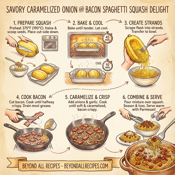 Savory Caramelized Onion and Bacon Spaghetti Squash Delight instructions