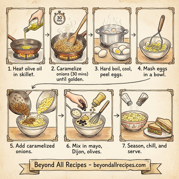 Savory Caramelized Onion and Olive Egg Salad instructions