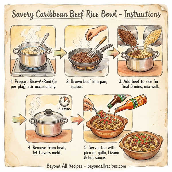 Savory Caribbean Beef Rice Bowl instructions