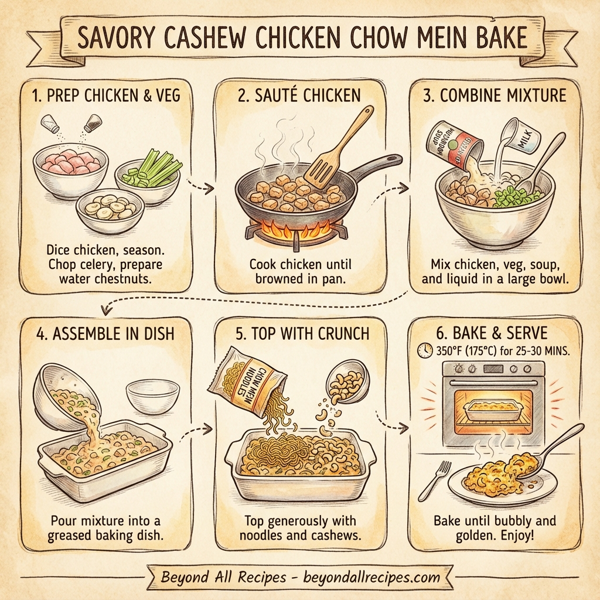 Savory Cashew Chicken Chow Mein Bake instructions