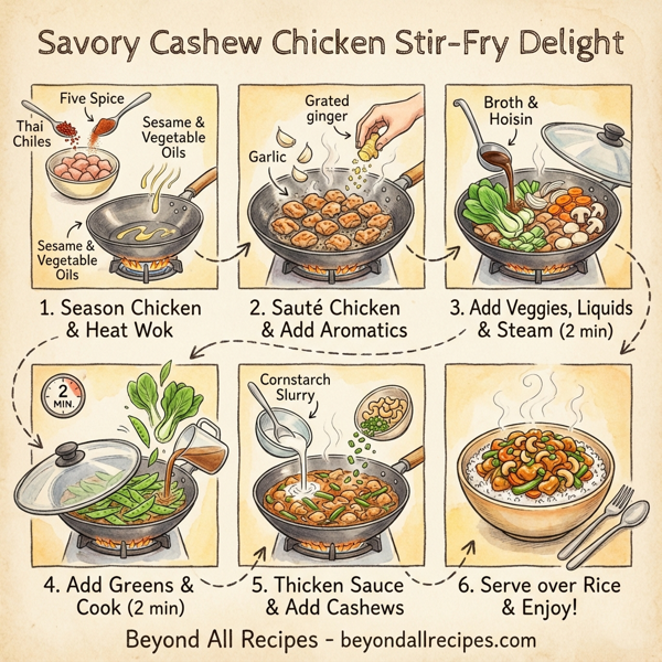 Savory Cashew Chicken Stir-Fry Delight instructions