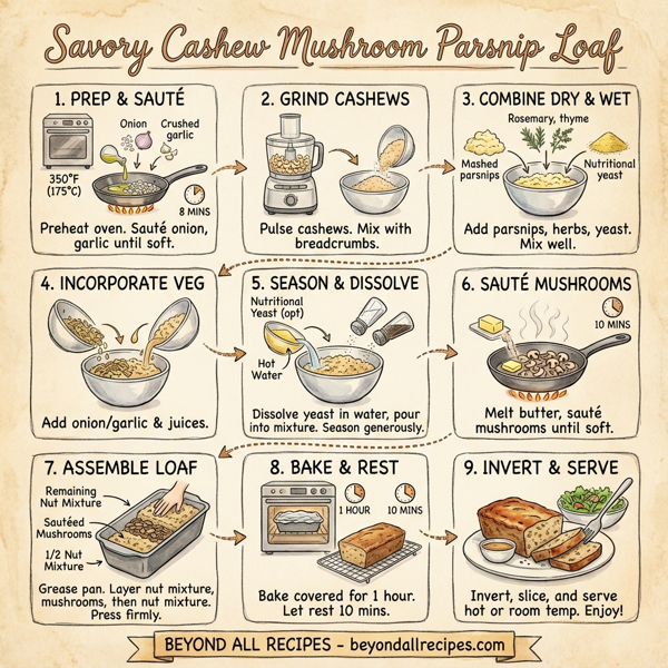 Savory Cashew Mushroom Parsnip Loaf instructions