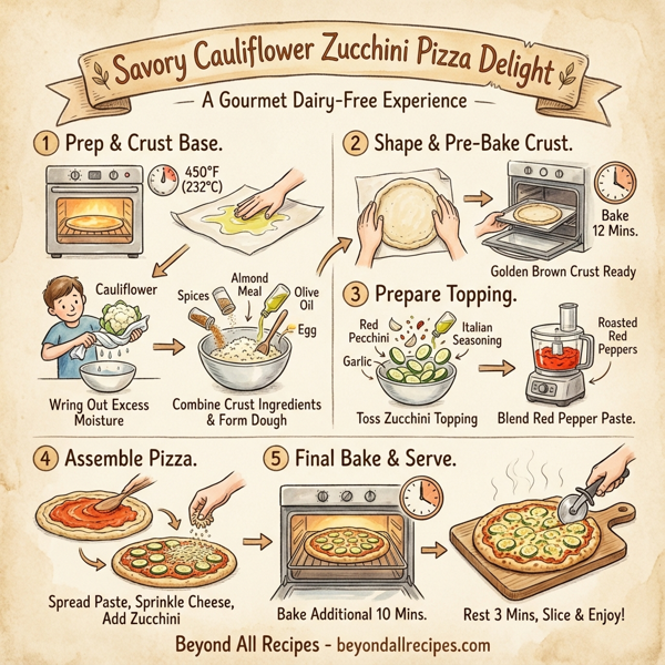 Savory Cauliflower Zucchini Pizza Delight instructions