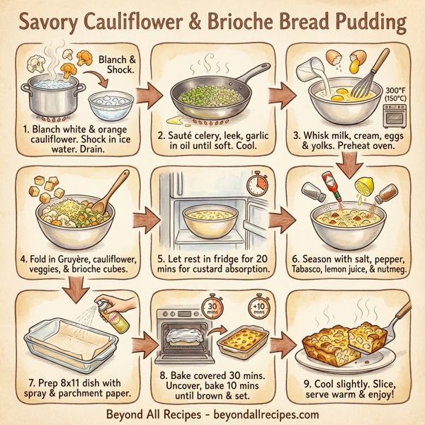 Savory Cauliflower & Brioche Bread Pudding instructions