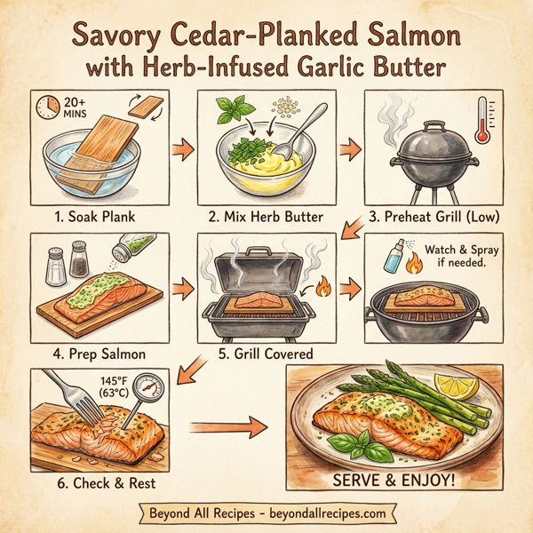 Savory Cedar-Planked Salmon with Herb-Infused Garlic Butter instructions