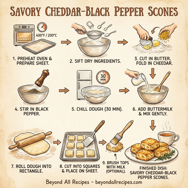 Savory Cheddar-Black Pepper Scones instructions
