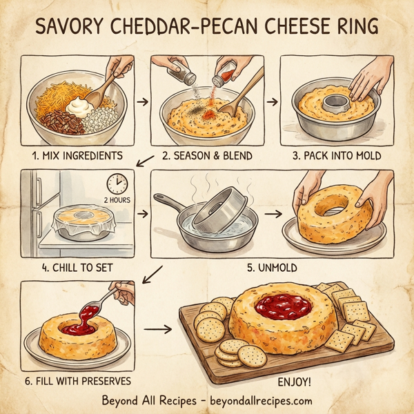 Savory Cheddar-Pecan Cheese Ring with Strawberry Glaze instructions