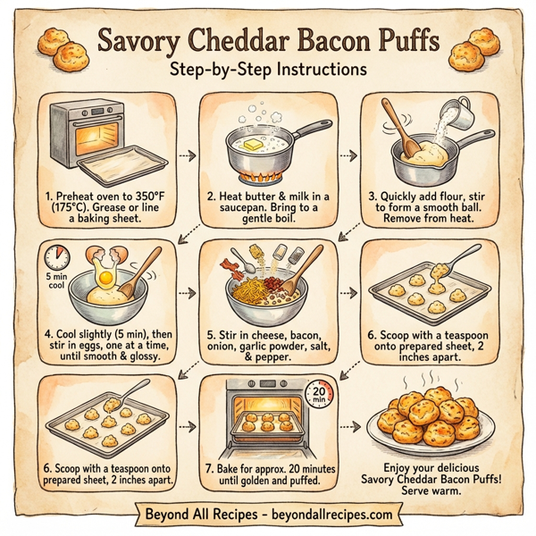 Savory Cheddar Bacon Puffs instructions